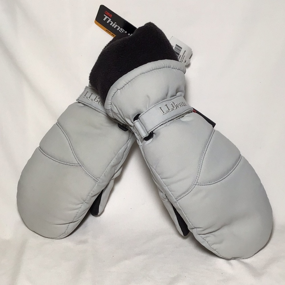 L.L. Bean Kids' Cold Buster Waterproof Silver Moon Gray Mittens - NWT
